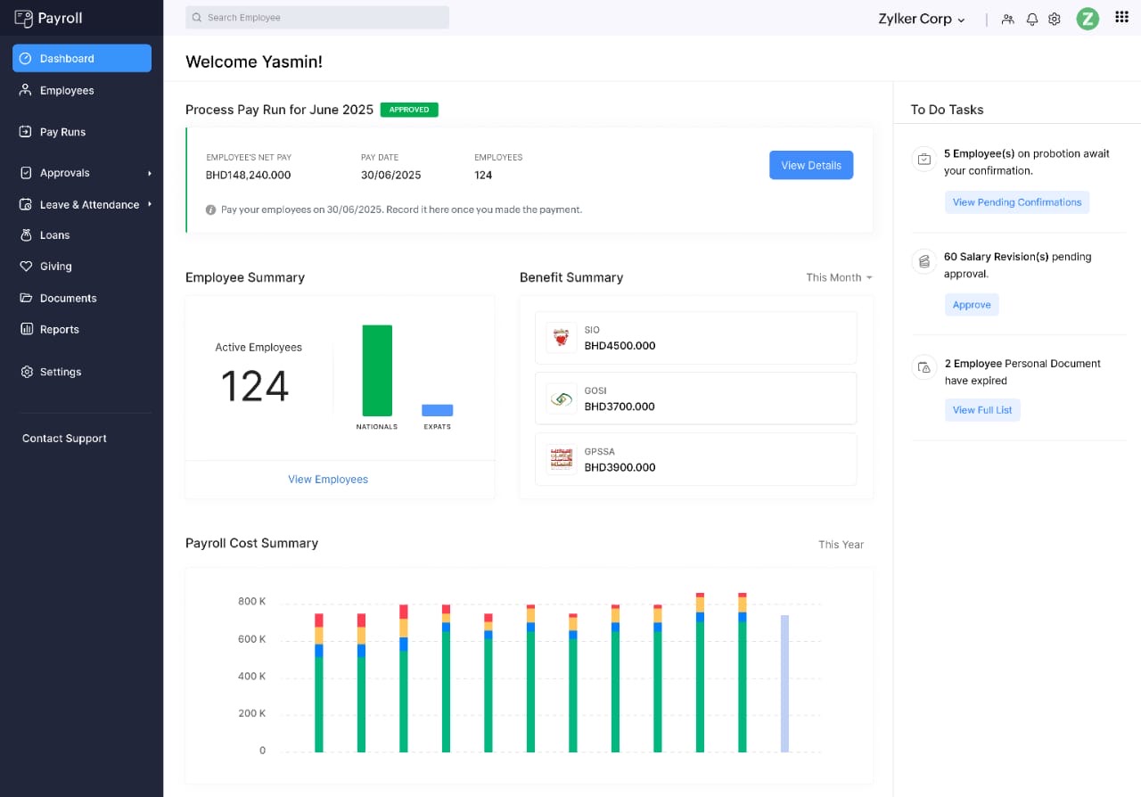 Zoho launches Zoho Payroll in Bahrain to help businesses comply with labour laws